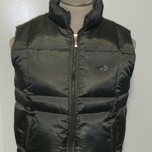 Crocodile Duck Feather Puffer Vest Dk Green Lg